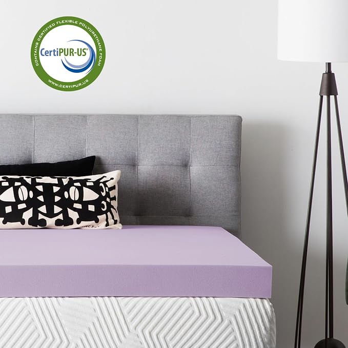 Lucid 4 Inch Lavender Memory Foam Mattress Topper, California King Size – - Image 4
