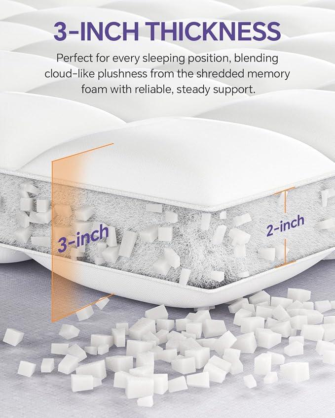 ChiXpace Dual Layer Memory Foam Twin XL Mattress Topper - Image 2