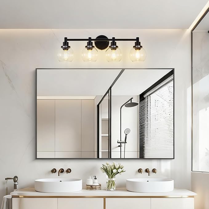 4-Light Bathroom Light Fixture Black Vanity Lights Over Mirror Modern Wall - Image 6