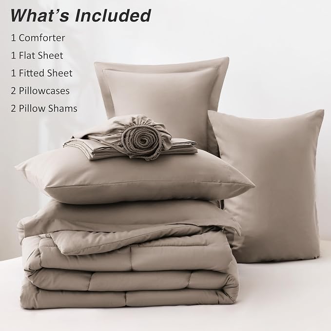 Love's cabin King Size Comforter Set Light Brown, 7 Pieces King Bed in a Bag - Image 8