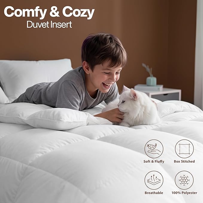 Utopia Bedding Queen Comforter Duvet Insert, Quilted White Comforter - Image 5