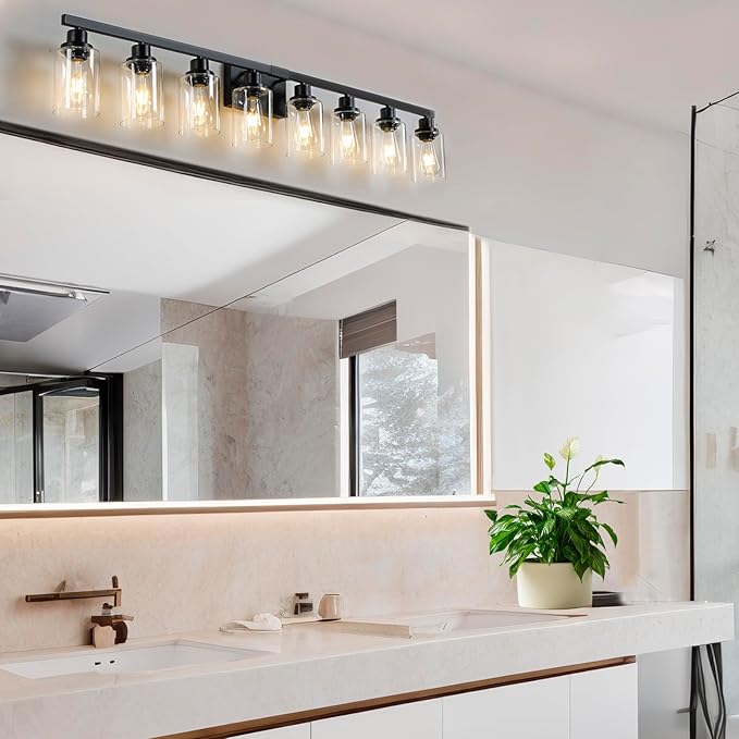 8 Light Bathroom Vanity Lights Over Mirror, 52inch Black Vanity Lights Fixtures - Image 2