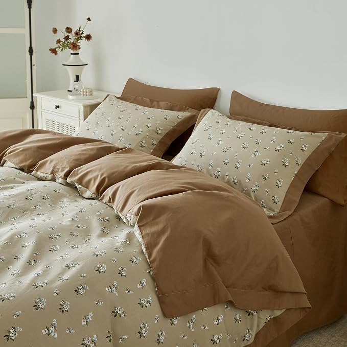 SUSYBAO Cute White Floral Duvet Cover Queen 100% Cotton 3 Pcs Set 1 Decorative - Image 2