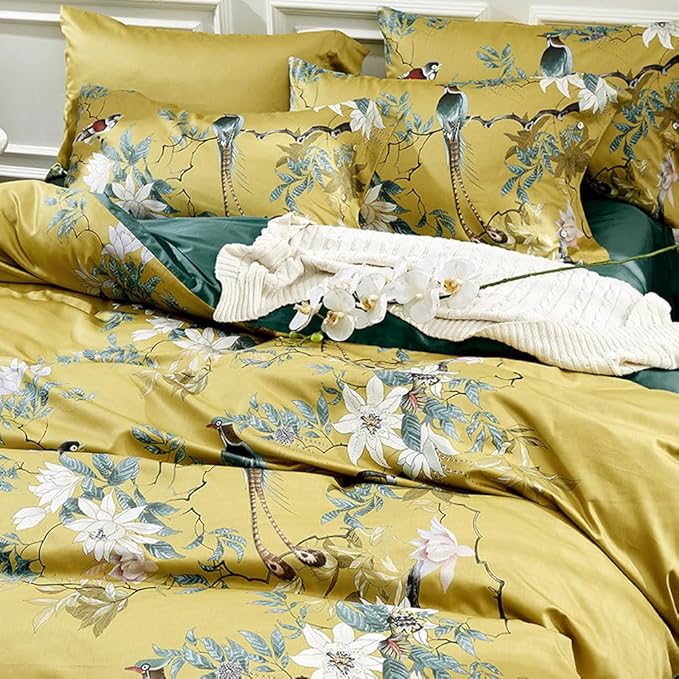 mixinni Garden Style Cotton Flowers and Birds Pattern Printed Duvet Cover - Image 4