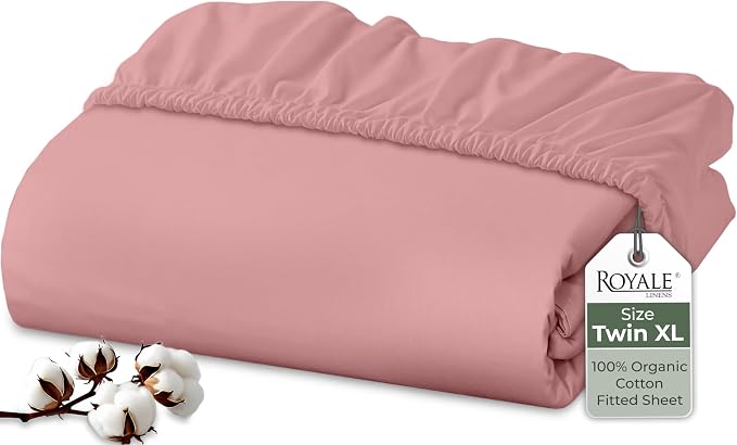 Royale Linens 100% Organic Cotton Fitted Sheet by ROYALELINENS