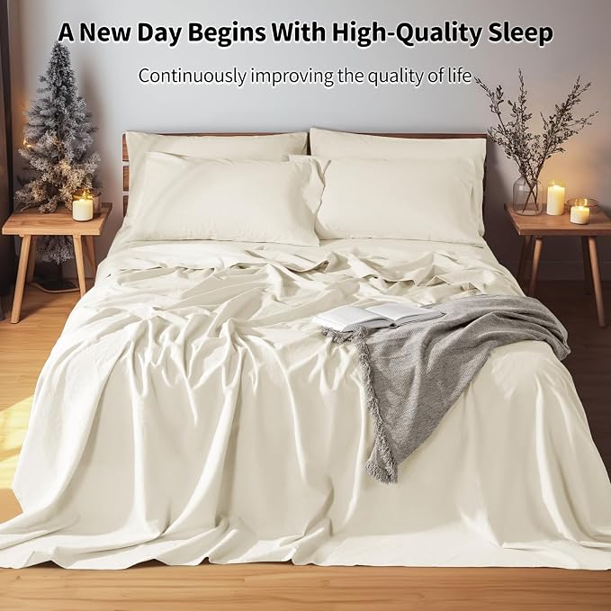 LBRO2M 100% Pure Linen Sheet Set Deep Pocket Up to 16" Bed Sheets Sets - Image 5