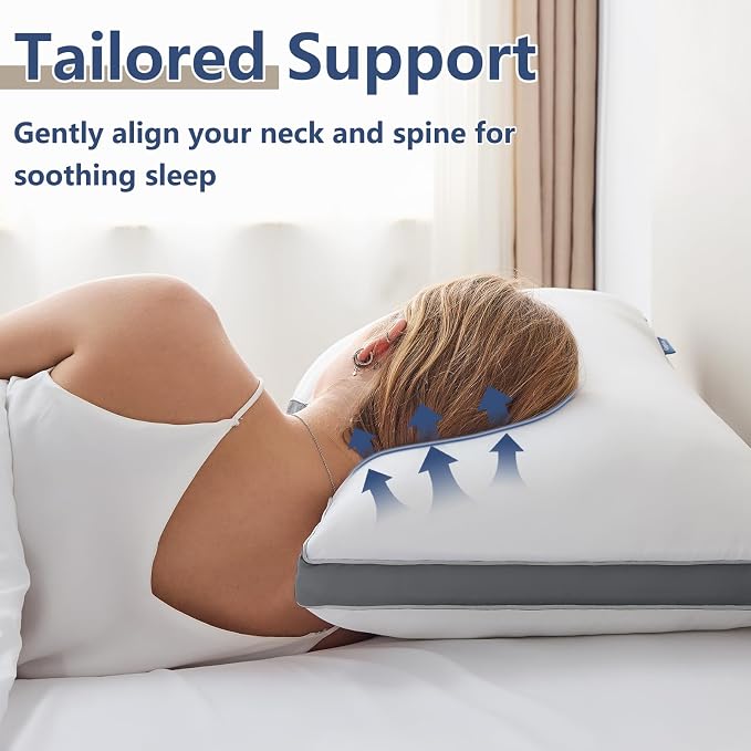 CozyLux Pillows King Size Set of 2, Soft Supportive 3D Down Alternative Bed - Image 3