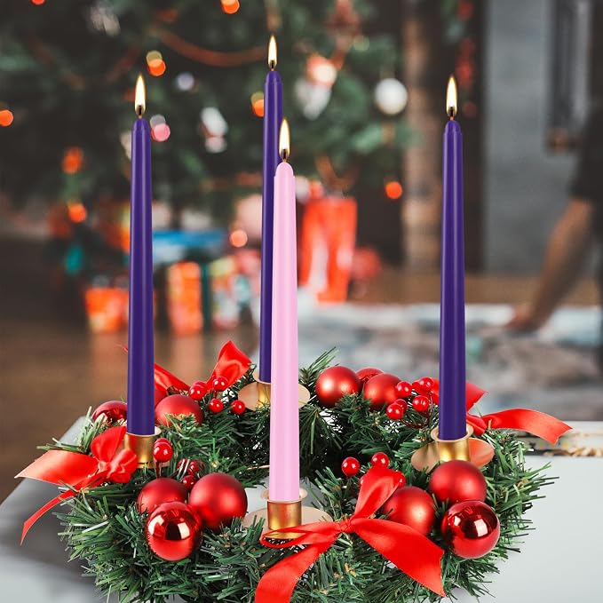 16 Pack Advent Taper Candles Premium Hand Dipped 10in Unscented Christmas Taper - Image 3