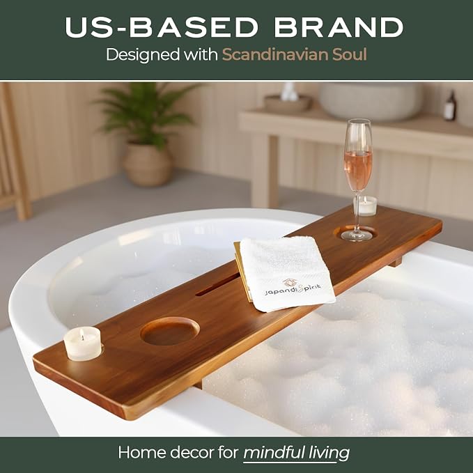 Teak Bathtub Tray for Tub 35” | Bath Tub Tray Wood for Large & Freestanding Tubs - Image 10