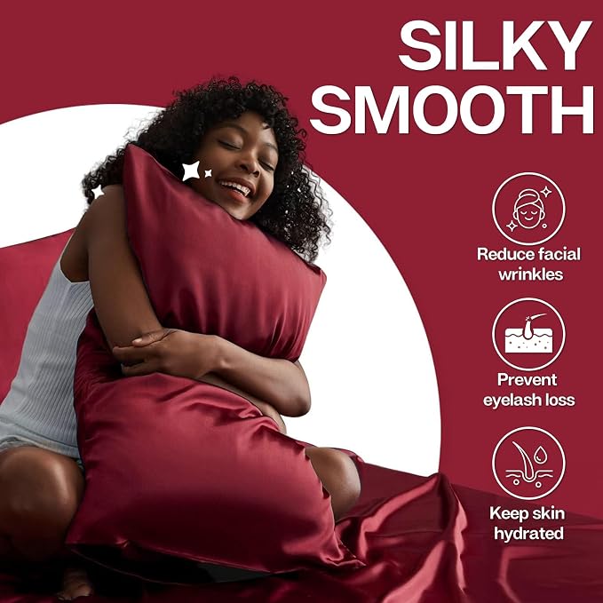 MR&HM Satin Pillowcase for Hair and Skin, Silk Satin Pillowcase 2 Pack - Image 4