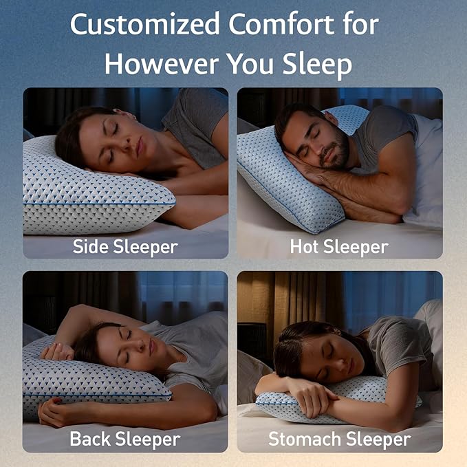 Cooling Gel Memory Foam Pillows Queen Size Set of 2 - Image 4