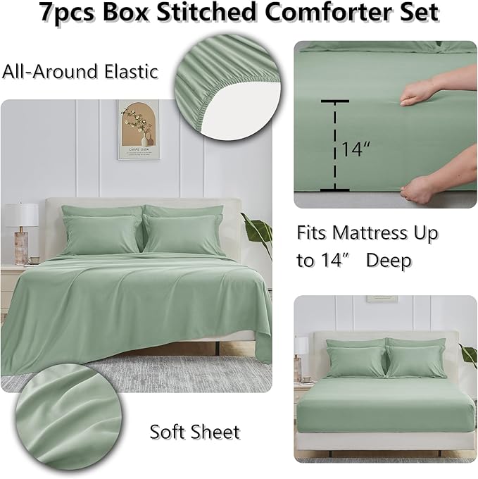 CozyLux Full Size Comforter Sets Sage Green - Image 6