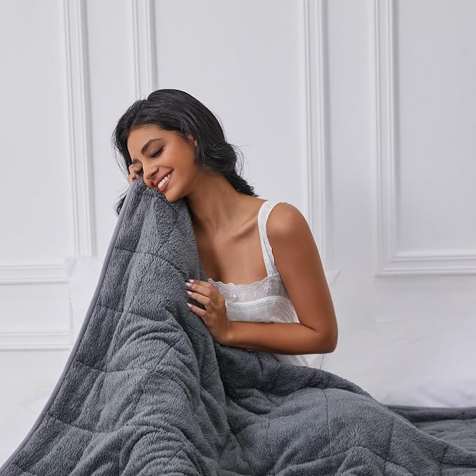 Sherpa Weighted Blanket for Adults, 20 lbs Fluffy Bed Blanket for Deep Sleep - Image 3
