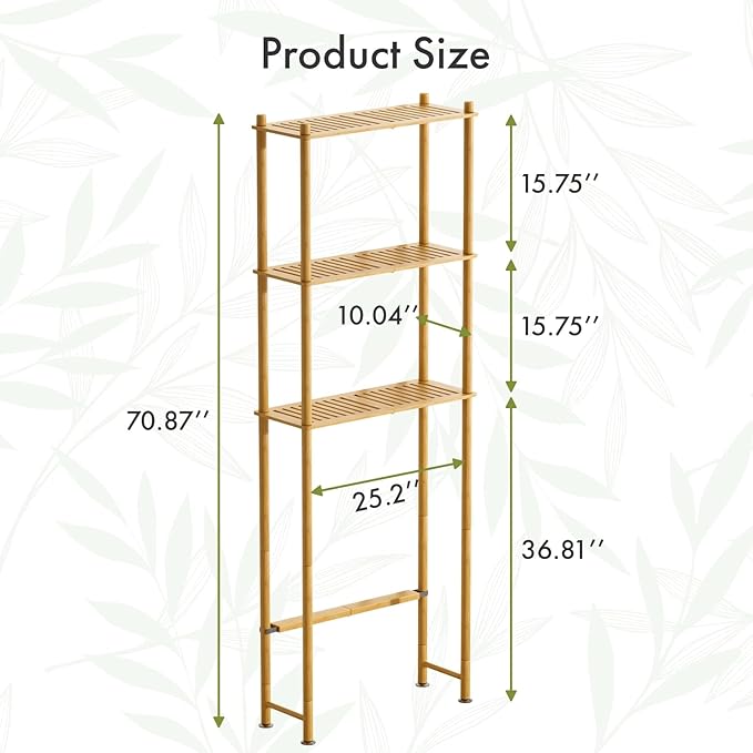AmazerBath Over The Toilet Storage Bamboo, Bathroom Over Toilet Organizer Rack - Image 2
