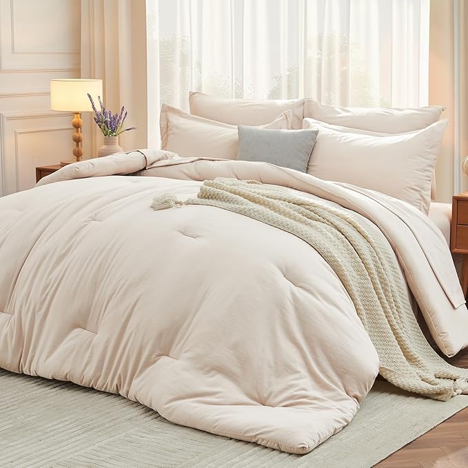 MUXHOMO 7 Pieces King Comforter Set, Soft Bed in a Bag King Size, All Season by MUXHOMO