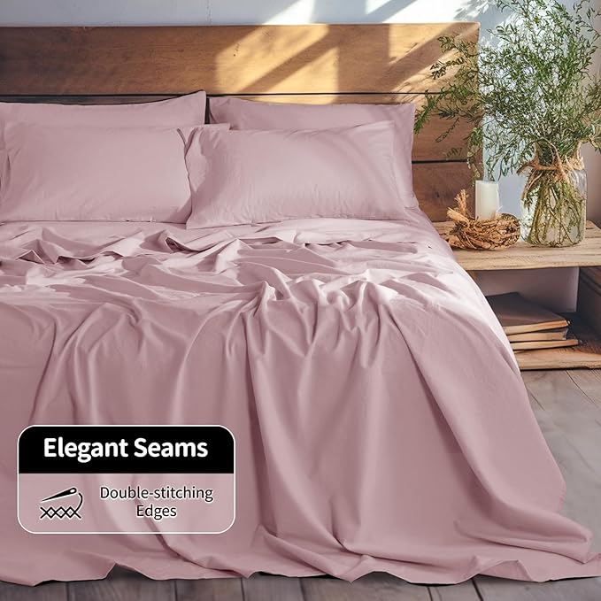 LBRO2M 100% Pure Linen Sheet Set Deep Pocket Up to 16" Bed Sheets Sets - Image 7