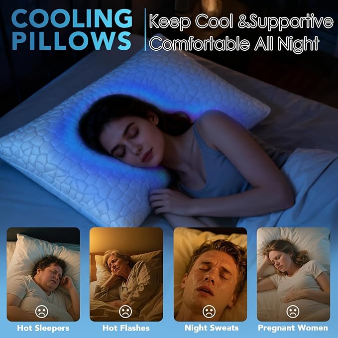 QUTOOL Cooling Pillow for Sleeping 2 Pack, Luxury Shredded Memory Foam Bed - Image 3