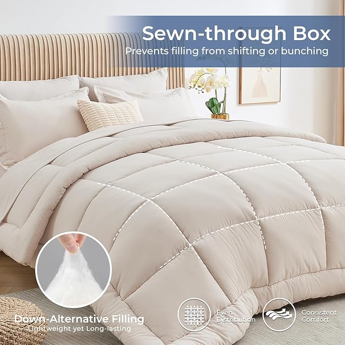 Sasttie Full Size Comforter Sets, 7 Pieces Bed in a Bag Full, Complete Bedding - Image 3
