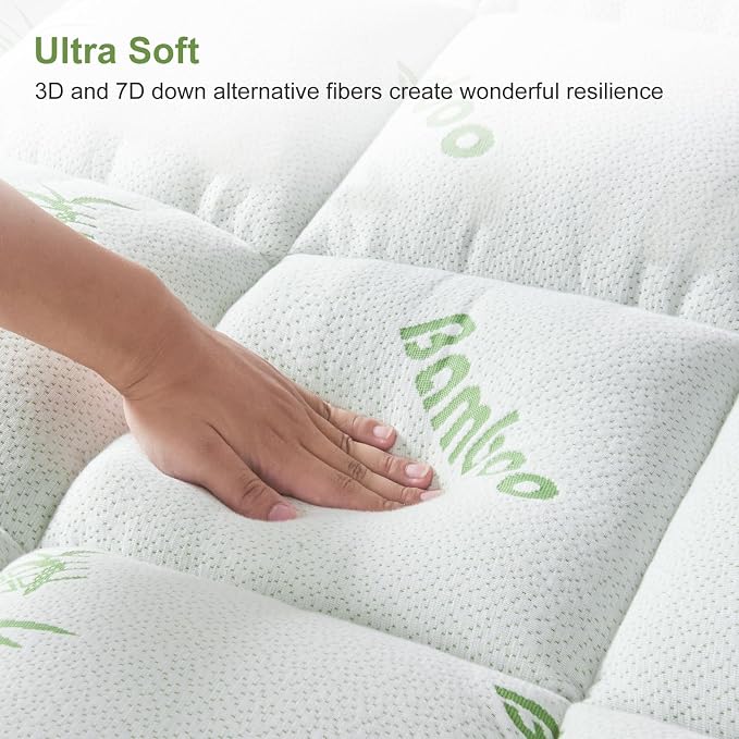 King Size Mattress Topper Viscose Derived from Bamboo, Soft Thick Pillow Top - Image 9