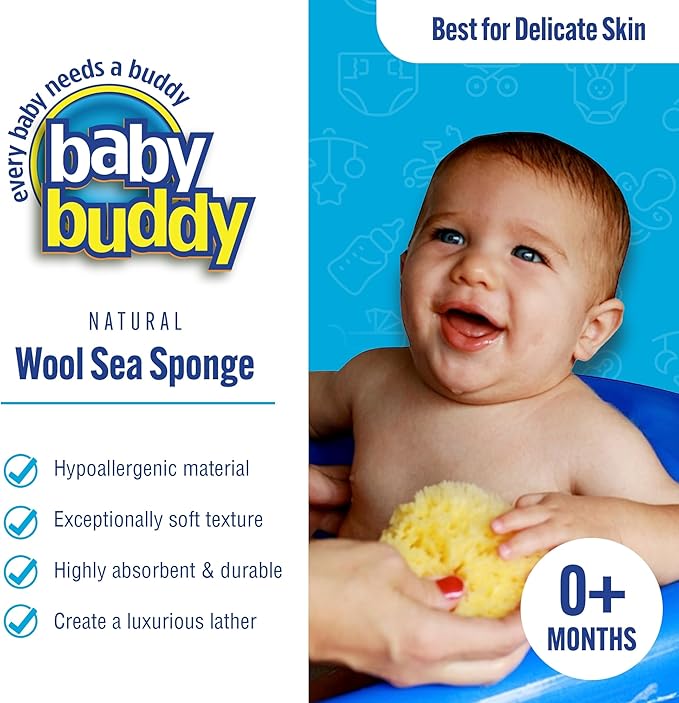 Baby Buddy Absorbent Natural Bath Sponge, Ultra Soft Premium Sea Wool Sponge - Image 2