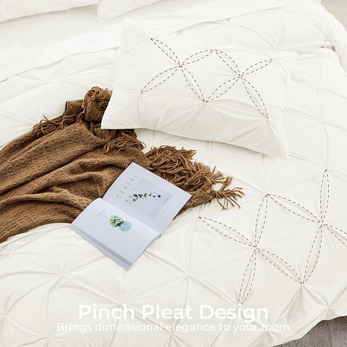 Sasttie Twin XL Comforter Set, 5-Piece Bed in a Bag, Pintuck Bedding Sets - Image 4