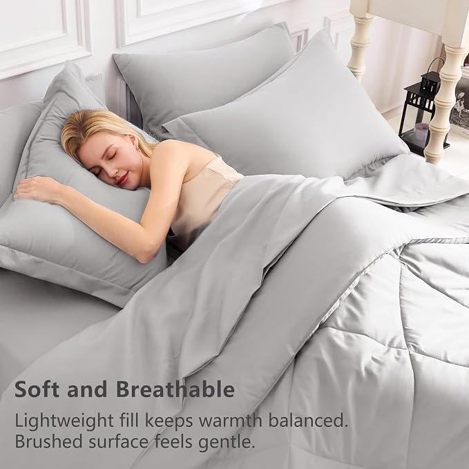 CozyLux Full Size Comforter Sets French Grey - Image 3