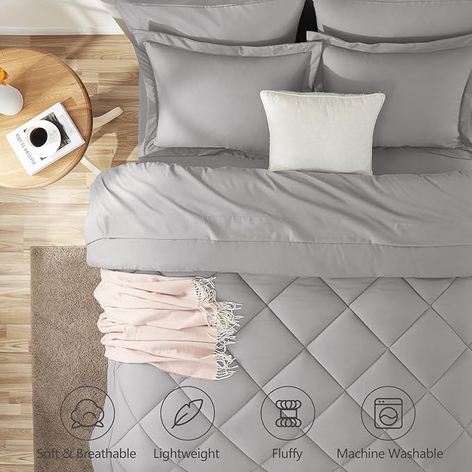 CozyLux King Size Comforter Set French Grey - Image 2