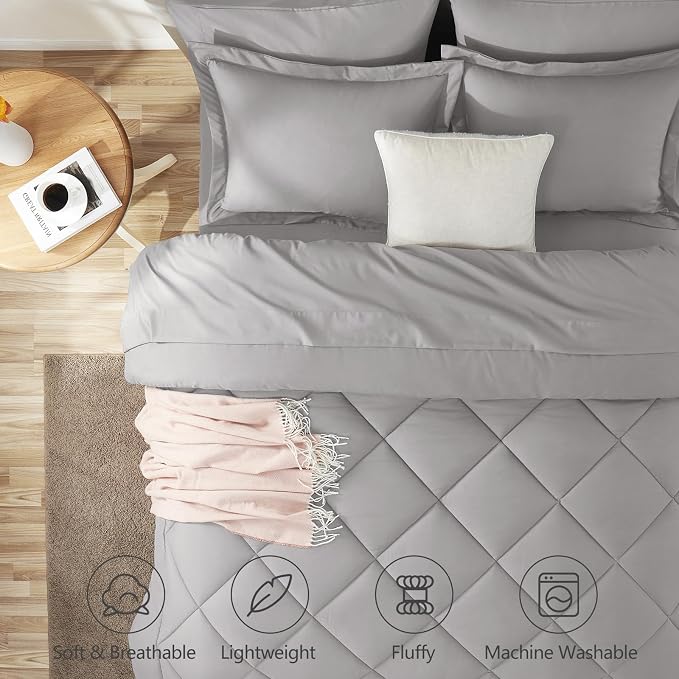 CozyLux Full Size Comforter Sets French Grey - Image 2