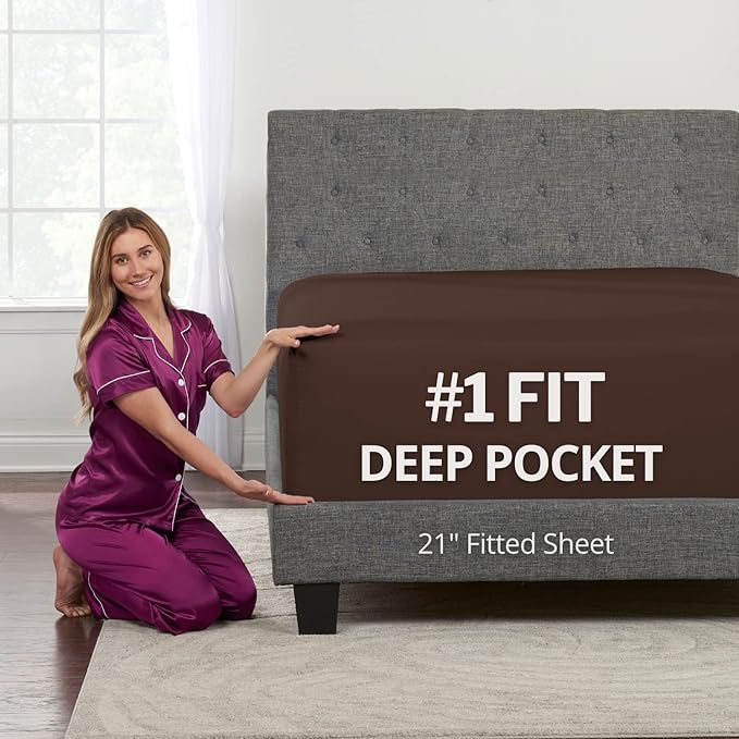Twin Deep Pocket Fitted Sheet – Twin Deep Pocket Fitted Sheet – 21” Twin Fitted by DeaLuxeBedding