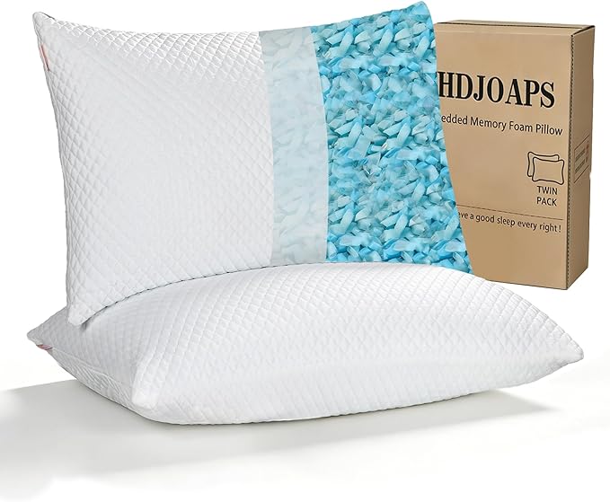 Cooling Pillow for Sleeping Twin Size Set of 2, Shredded Memory Foam Pillows by Unknown