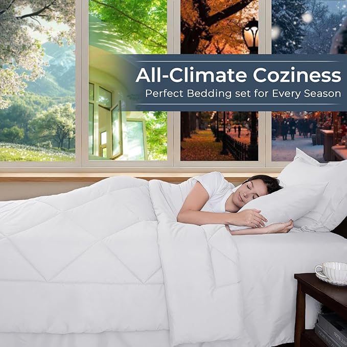 HEVUMYI White California King Comforter Set - Image 3