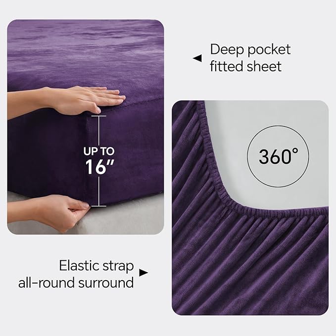 BEDELITE Flannel Sheets Twin Size Purple - Image 4
