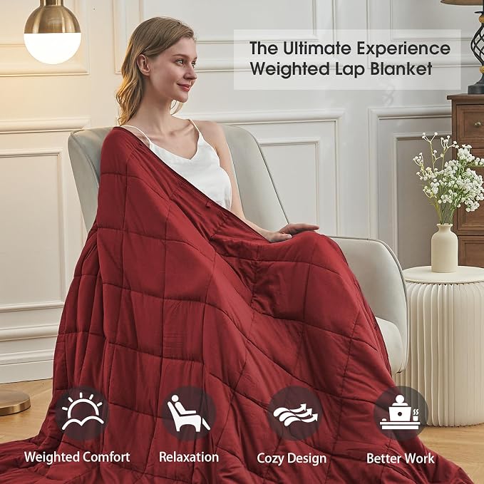 Red Weighted Blanket for Adults 12lbs, Twin Full Size Cooling Heavy Throw - Image 4