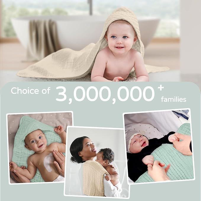 Yoofoss Hooded Baby Towels for Newborn 2 Pack 100% Muslin Organic Cotton Baby - Image 6