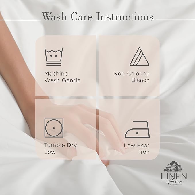 Linen Home 100% Cotton Percale Sheets California King Size, Sand Shell - Image 5