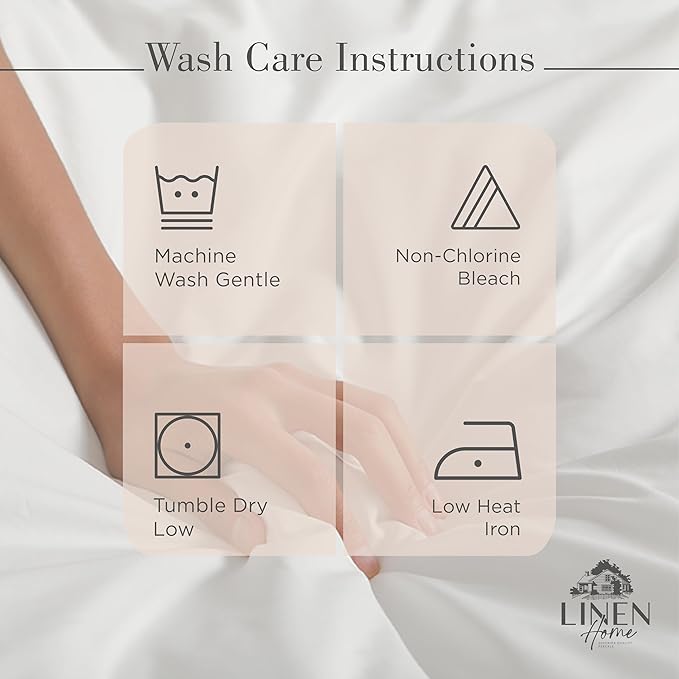 Linen Home 100% Cotton Percale Sheets Queen Size, Sand Shell, Deep Pocket - Image 5