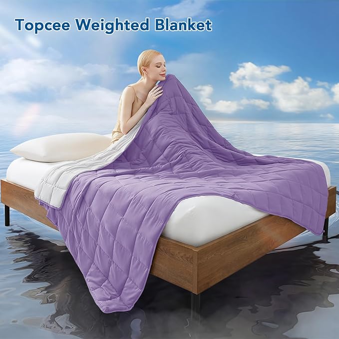 Topcee Weighted Blanket Soft Cooling Heavy Blanket Sleeping, Apply to 190-210 - Image 2