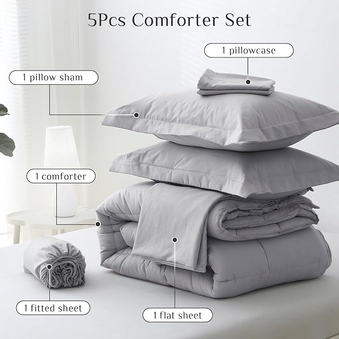 JOLLYVOGUE Twin XL Comforter Set, Ultra-Soft Bed in a Bag Twin XL Size 5 Pieces - Image 5