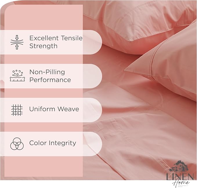 Linen Home 100% Cotton Percale Sheets King Size, English Rose, Deep Pocket - Image 2