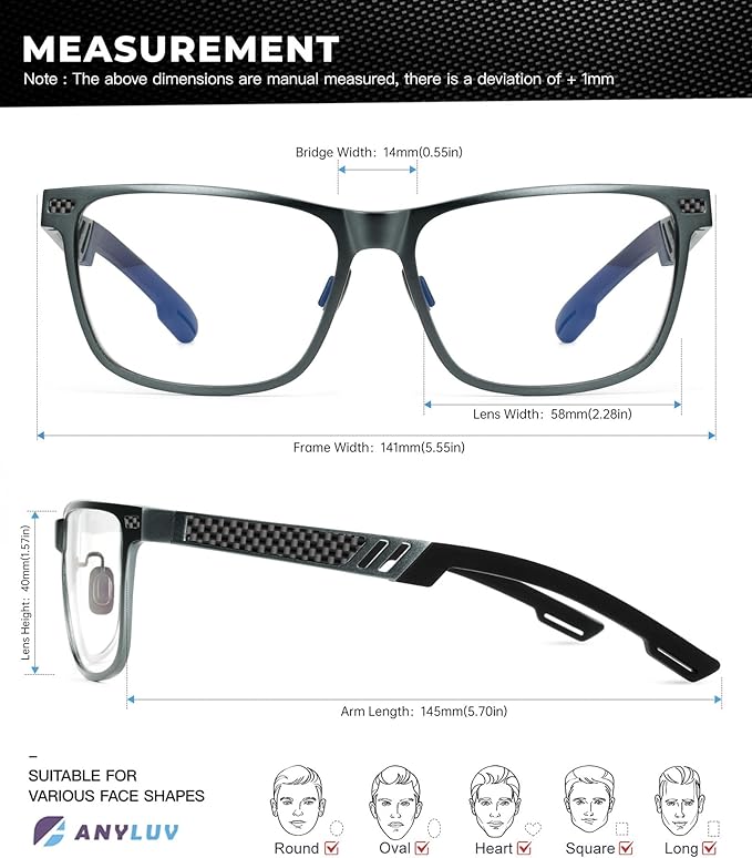 ANYLUV Blue Light Blocking Glasses Men Computer Gaming Glasses Lightweight - Image 5
