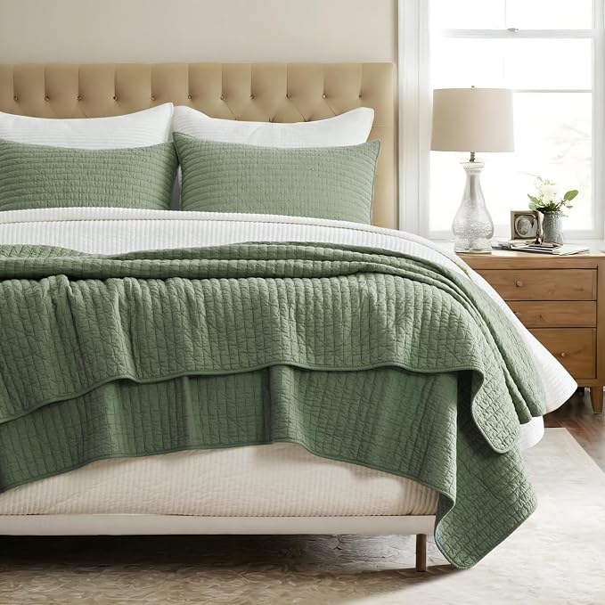 EVERGRACE Cross Stitch Pre-Washed Cotton Quilt Bedding Set Queen Size, - Image 5