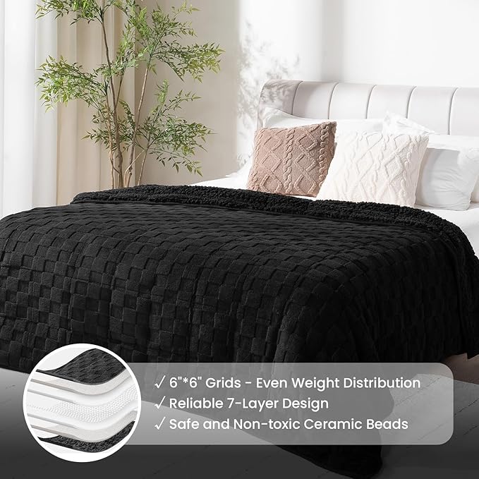 Drewin Weighted Blanket Queen Size 15lbs, Dual Sided Soft Cozy Jacquard - Image 4