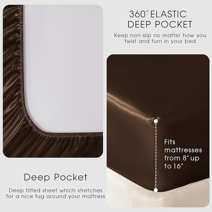 FreshCulture Satin Sheets Twin Size Bed Set - Image 4