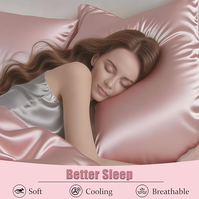 Mulberry Silk King Size Pillow Cases Set of 2, Ultra Smooth Soft Breathable - Image 4