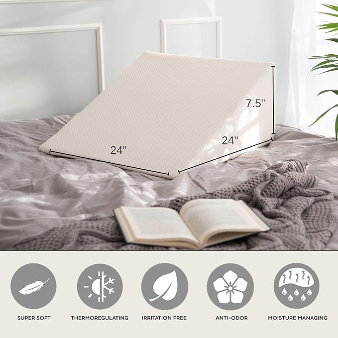Bamboo Viscose Top Layer Wedge Pillow Case Cover 24" L x 24" W x 7.5" H - Image 4