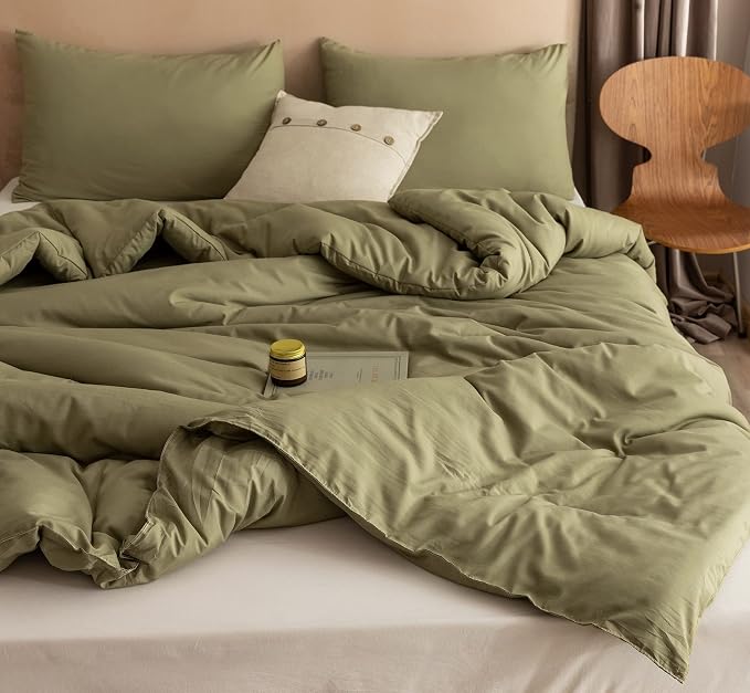 ROSGONIA King Size Comforter Set Olive Green, Lightweight Bedding Blanket All - Image 3