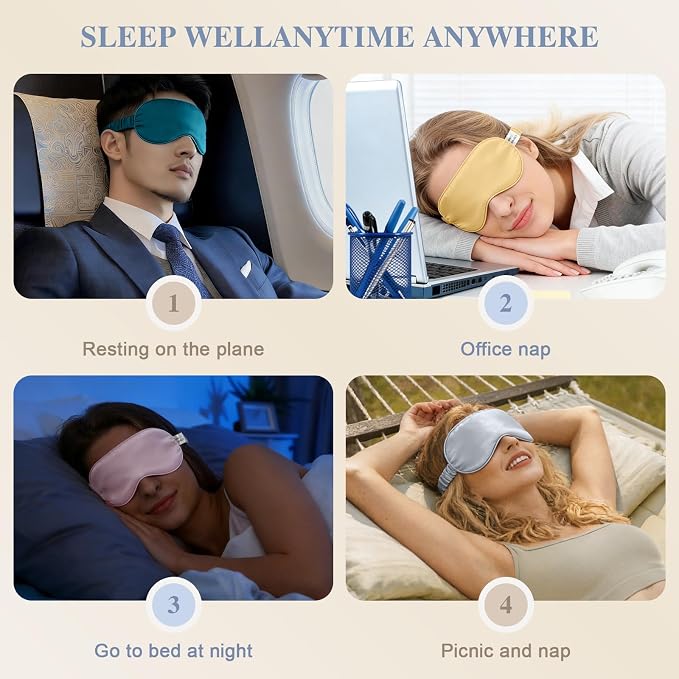 Silk Sleep Mask, Eye Mask for Sleep Women Men, Mulberry Sleeping Mask - Image 7