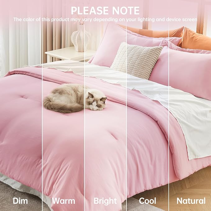 MUXHOMO Pink Full Comforter Sets, All Season Ultra Soft Down Alternative Bedding - Image 9