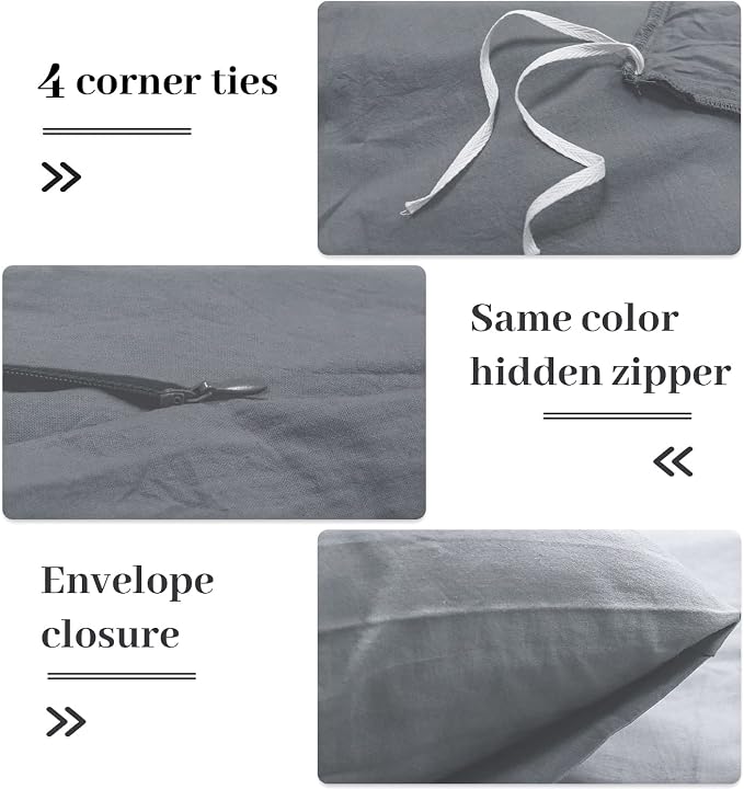 NEXHOME PRO Duvet Cover Set Kids Twin Size Linen Feel Textured Organic Natural - Image 5