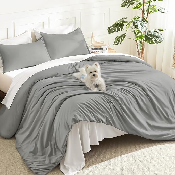 Litanika Comforters Medium Gray California King Size, 3 Pieces Lightweight by Litanika
